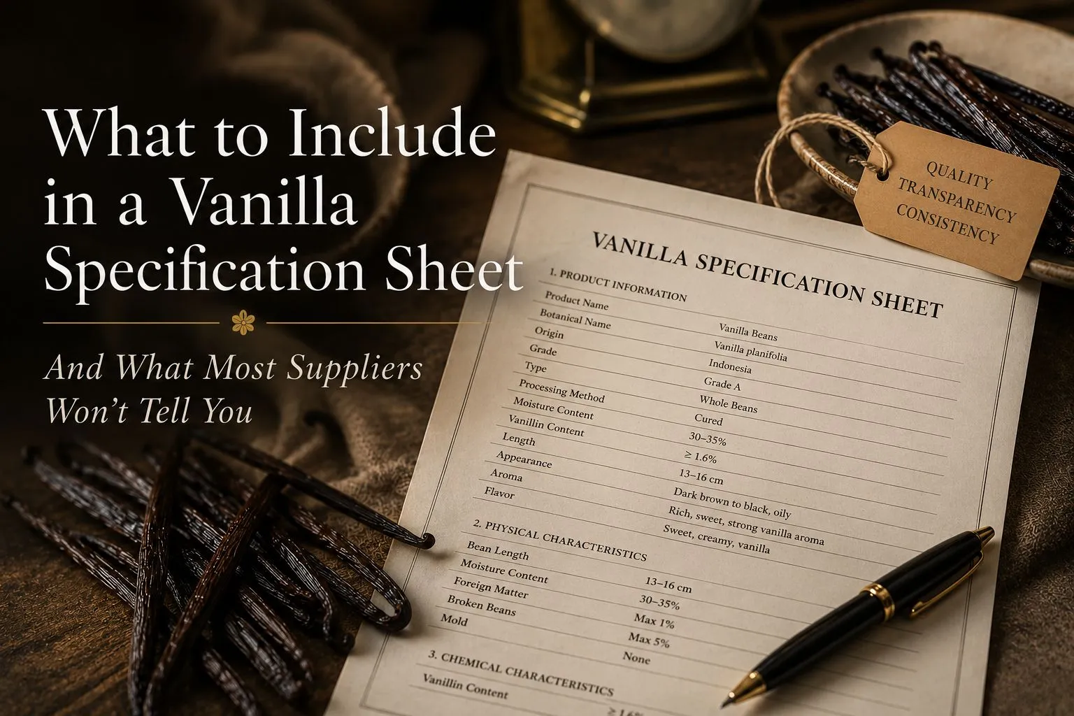 What to Include in a Vanilla Specification Sheet And What Most Suppliers Won't Tell You